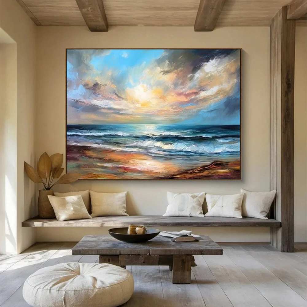 Idyllic Handmade Bedroom Room Sunset Abstract Artwork OI4HI